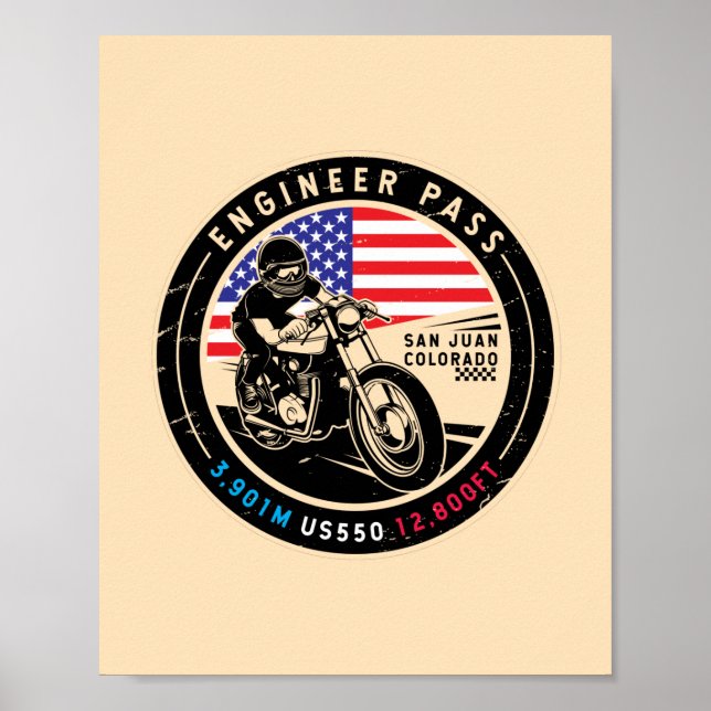 Engineer Pass Colorado Motorcycle Poster (Front)