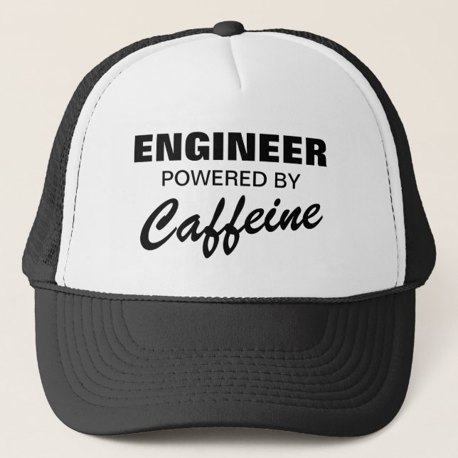 Engineer powered by caffeine funny trucker hat (Front)