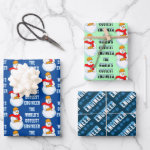 Engineer Snowman and Snowflakes Wrapping Paper Sheets