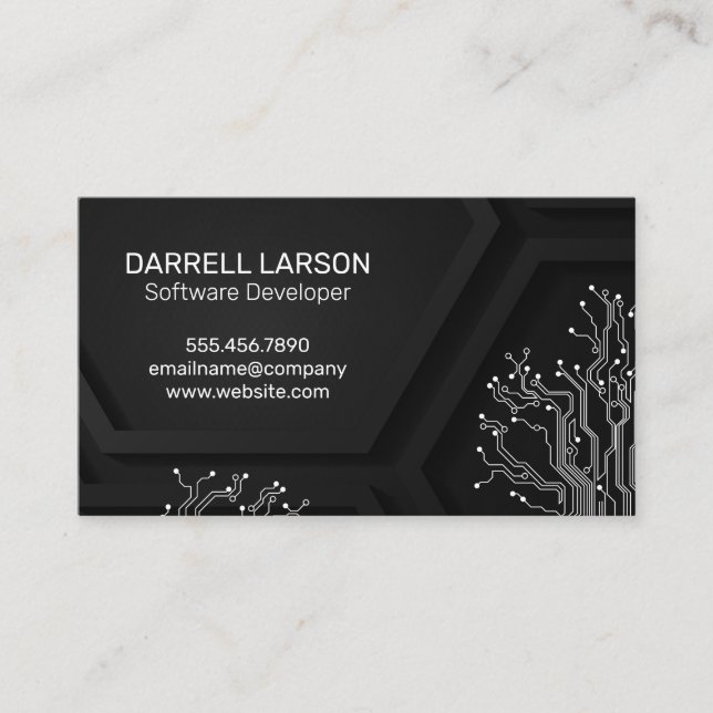 Engineer | Software Circuit Board | Geometric Business Card (Front)