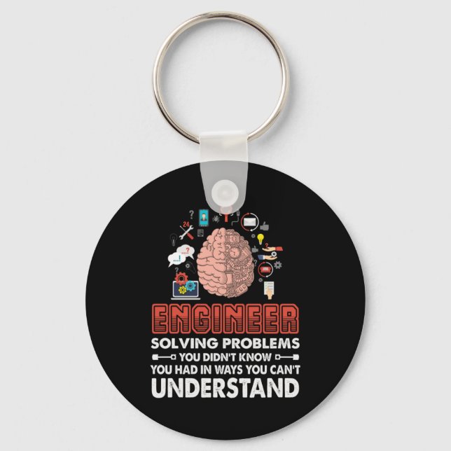 Engineer Solving Problems Keychain (Front)