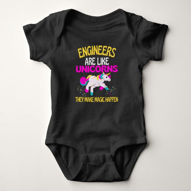 Engineer Unicorn , Magical Unicorn Engineering Baby Bodysuit (Front)