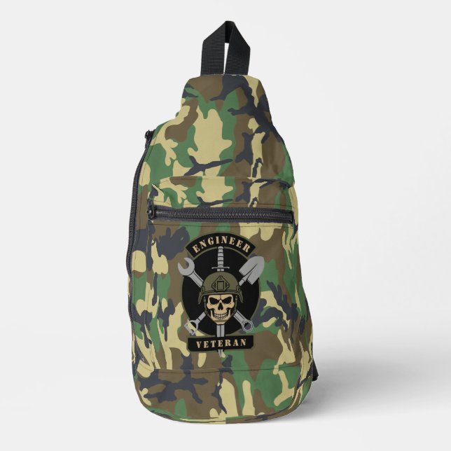 Engineer Veteran Combat Support Emblem Sling Bag (Front)