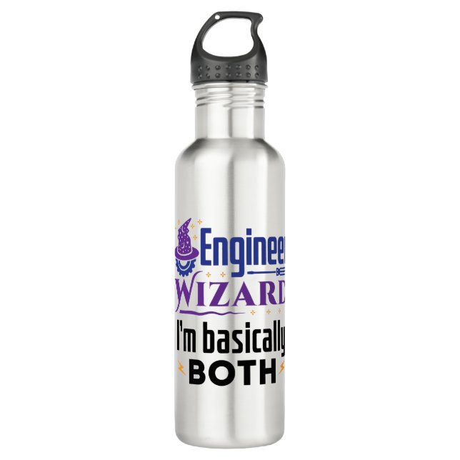 Engineer Wizard I'm Basically Both Stainless Steel Water Bottle (Front)