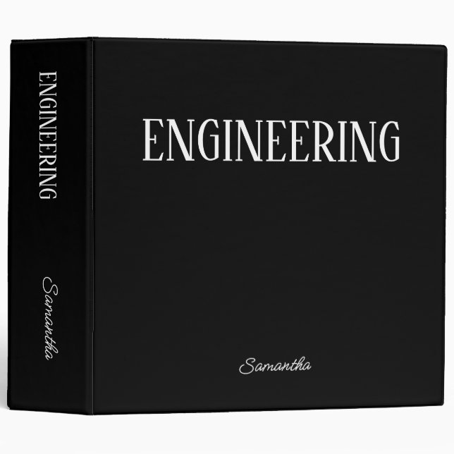 Engineering Black Personalized Subject  3 Ring Binder (Front/Spine)