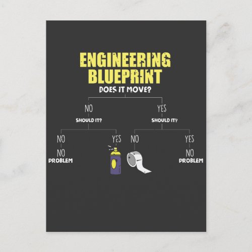 Engineering Blueprint Duct Tape Engineers Postcard