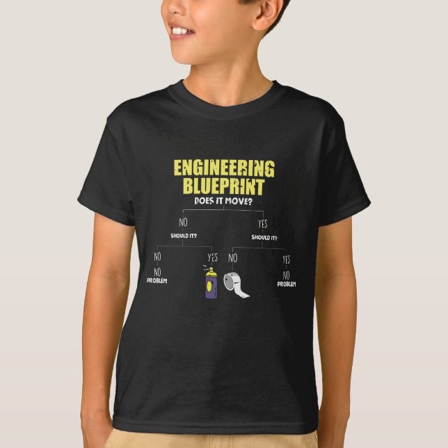 Engineering Blueprint Duct Tape Engineers T-Shirt (Front)