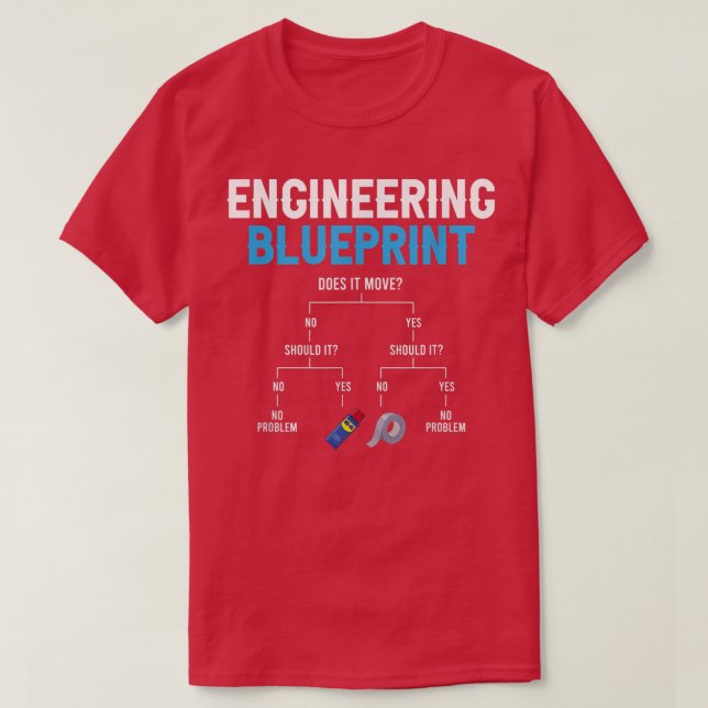 Engineering Blueprint Funny Engineer Duct Tape Rep T-Shirt (Design Front)