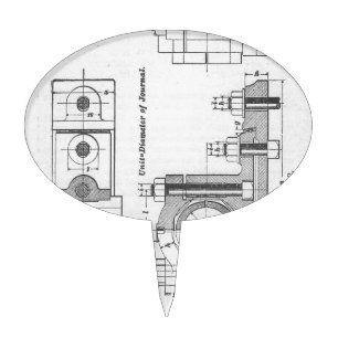 Engineering Blueprint Machinery Vintage Cake Topper