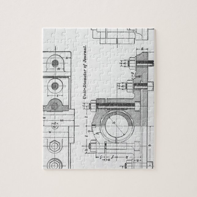 Engineering Blueprint Machinery Vintage Jigsaw Puzzle (Vertical)