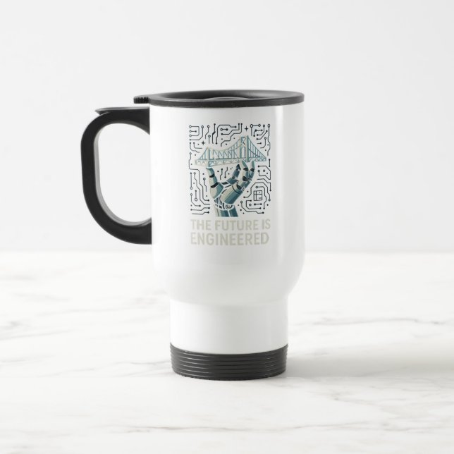 "Engineering Blueprint Mug – Geometric Design for  (Left)