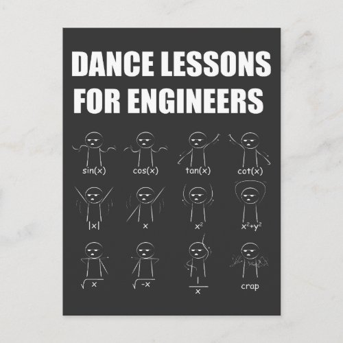 Engineering Dance Lessons Funny Mathematician Gift Postcard