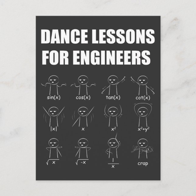 Engineering Dance Lessons Funny Mathematician Gift Postcard (Front)