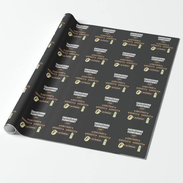 Engineering Flowchart Funny Engineer Gift Wrapping Paper (Unrolled)
