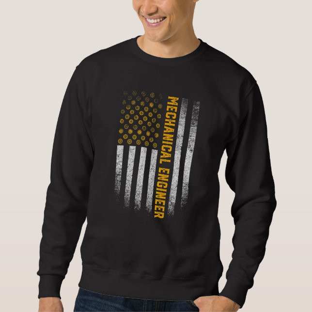 Engineering Gear Cog USA Flag Mechanical Engineer Sweatshirt (Front)