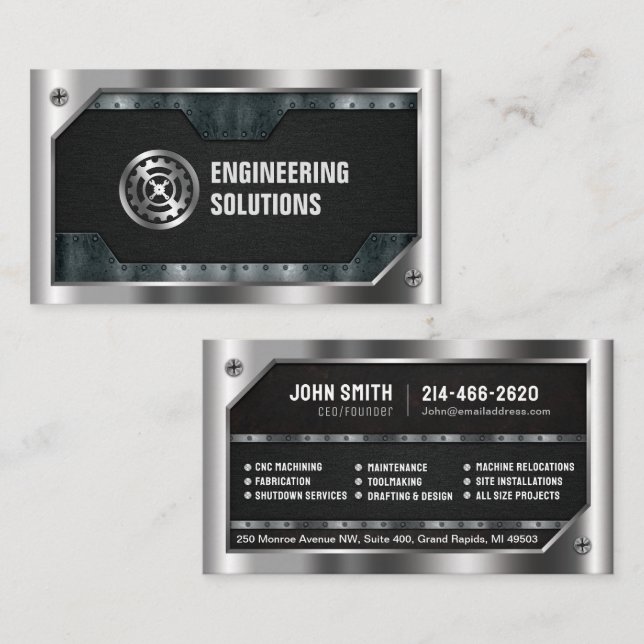Engineering, Mechanic, Metal, Repair, Auto Business Card (Front/Back)