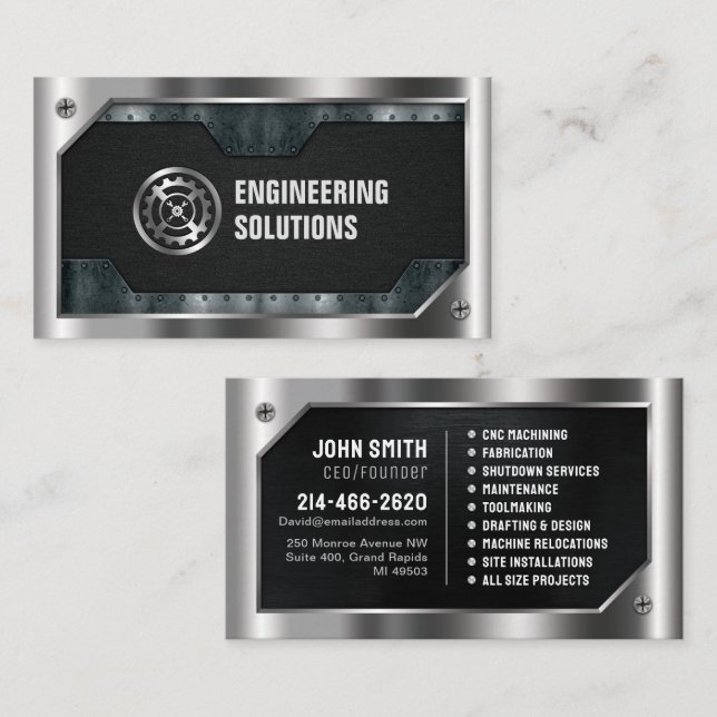 Engineering, Mechanic, Metal, Repair, Auto Business Card (Front/Back)
