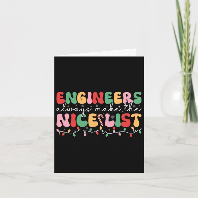 Engineers Always Make The Nice List Retro Engineer Card (Front)