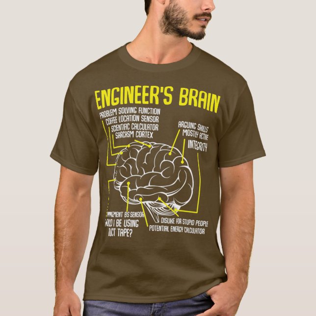 Engineers Brain Funny Engineering Games Process T-Shirt (Front)