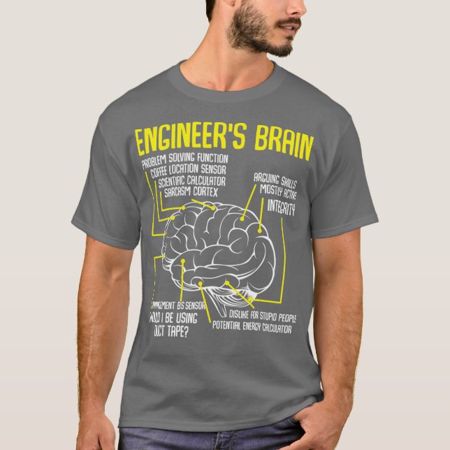 Engineers Brain Funny Engineering Games Process T-Shirt (Front)