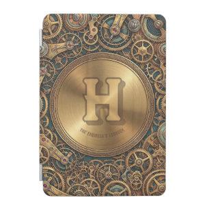 Engineer's Log Steampunk Clockwork Gears Monogram iPad Mini Cover
