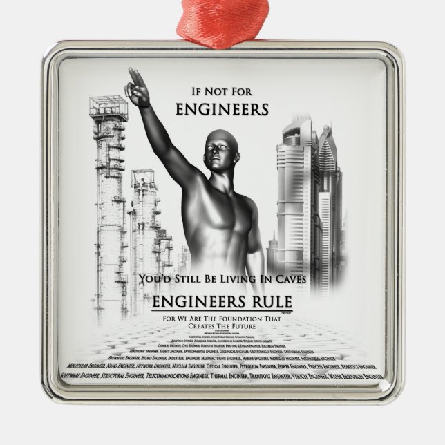 Engineers Rule Metal Ornament (Front)