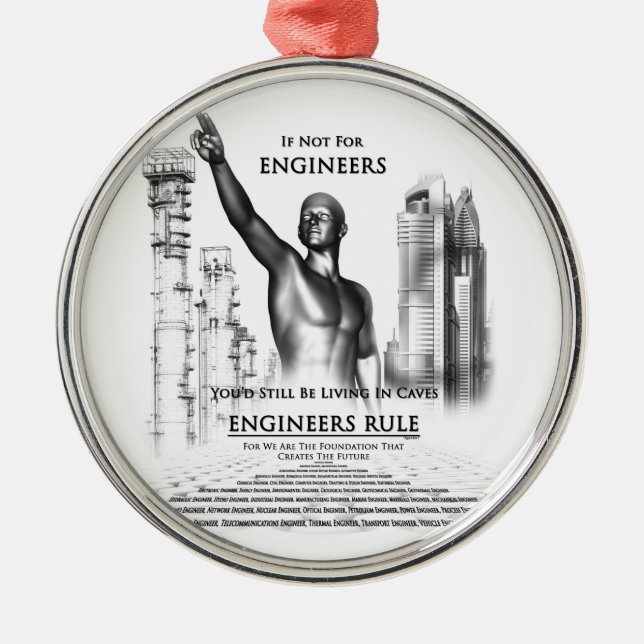 Engineers Rule Metal Ornament (Front)