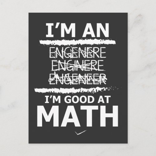 Enginere Engeneer Good At Math Shirt Engineer Gift Postcard