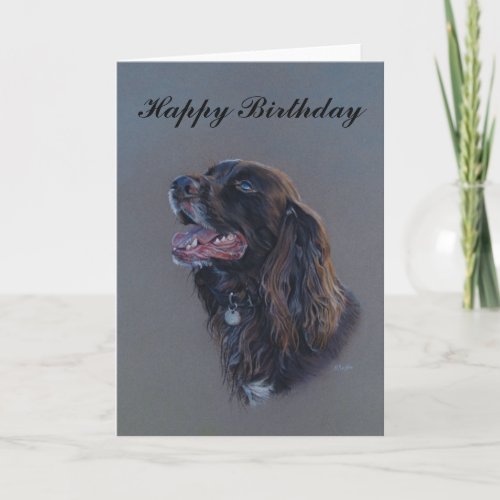 Engish Cocker Spaniel dog Happy Birthday fine art Card