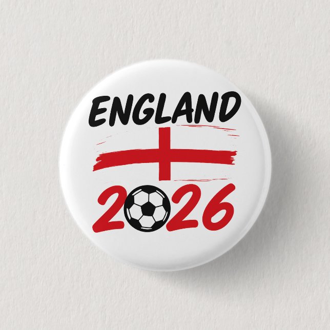 England 2026 Soccer Fan Design, Cross and Football Button (Front)