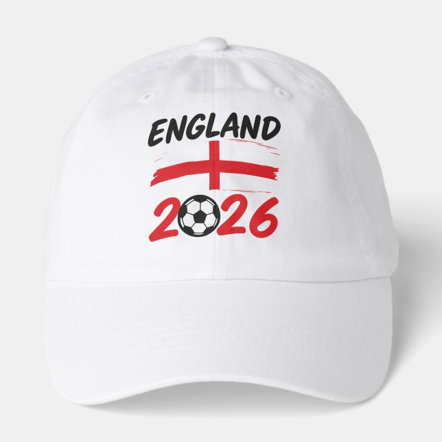 England 2026 Soccer Fan Design, Cross and Football Hat (Front)