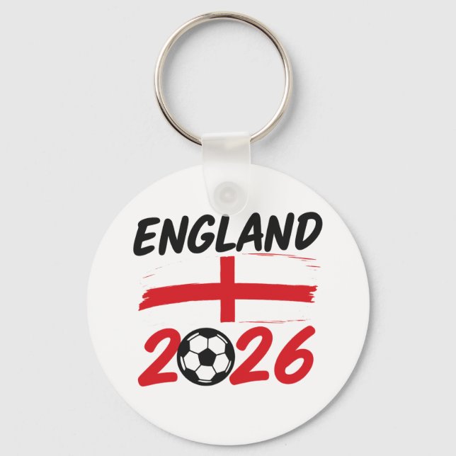 England 2026 Soccer Fan Design, Cross and Football Keychain (Front)
