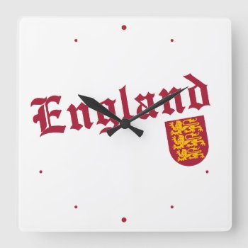 England And Crest Square Wall Clock by RodRoelsDesign at Zazzle