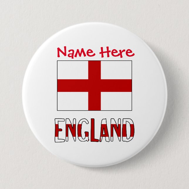 England and English Flag Red Personalization  Button (Front)