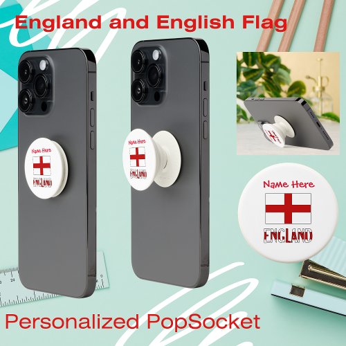 England and English Flag Red Personalization  PopSocket
