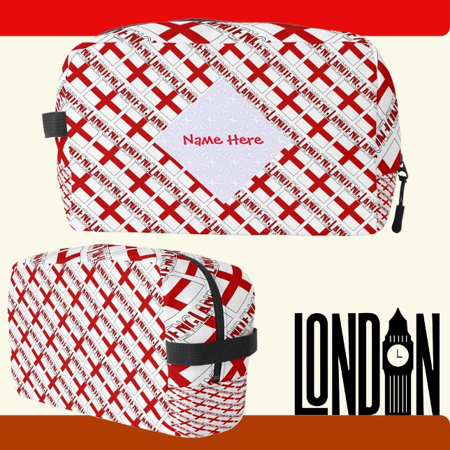 England and English Flag Tiled Red Personalization Dopp Kit (Creator Uploaded)