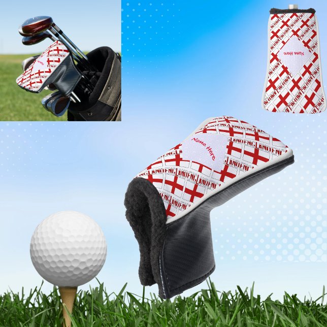 England and English Flag Tiled Red Personalization Golf Head Cover (Creator Uploaded)