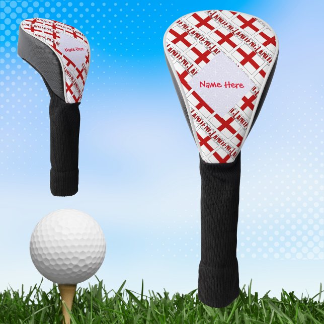 England and English Flag Tiled Red Personalization Golf Head Cover (Creator Uploaded)