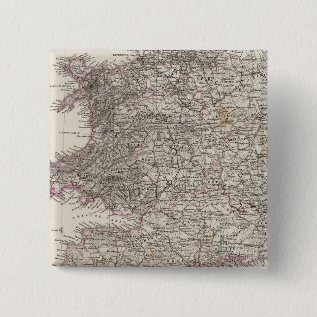 England Atlas Map Pinback Button (Front)