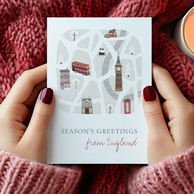 England British Seasons Greetings Christmas Card (England Christmas Card)