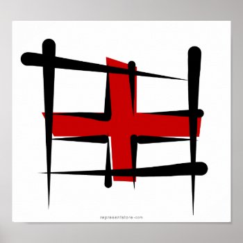 England Brush Flag Poster by representshop at Zazzle