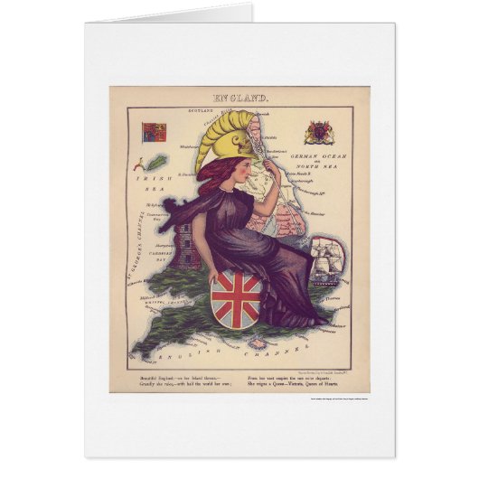 England Caricature Map 1868 Cards (Front)