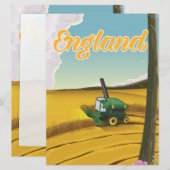 England combine harvester travel poster (Front/Back)