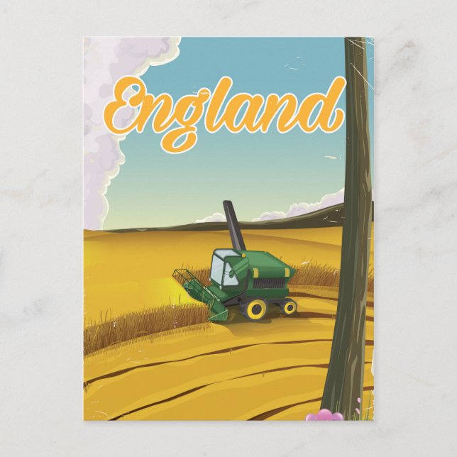 England combine harvester travel poster postcard (Front)