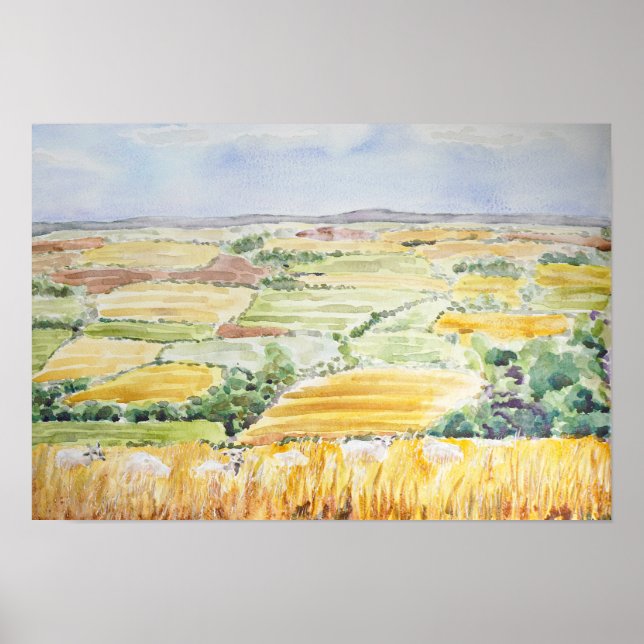 England Countryside watercolour painting  Poster (Front)