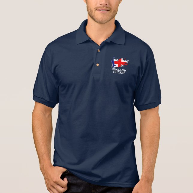 England Cricket English Flag Brush Stroke Gift Polo Shirt (Front)