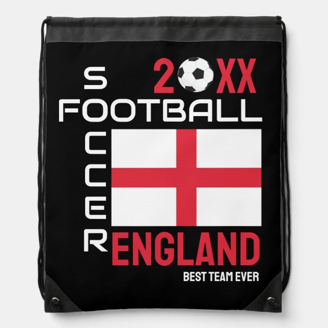 ENGLAND Customizable 2025 ANY YEAR Soccer Football Drawstring Bag (Front)