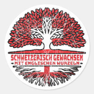 England Englisch Schweizer Schweiz Baum Wurzel Classic Round Sticker