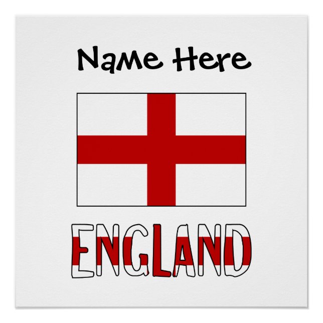 England English Flag Black Personalization  Poster (Front)