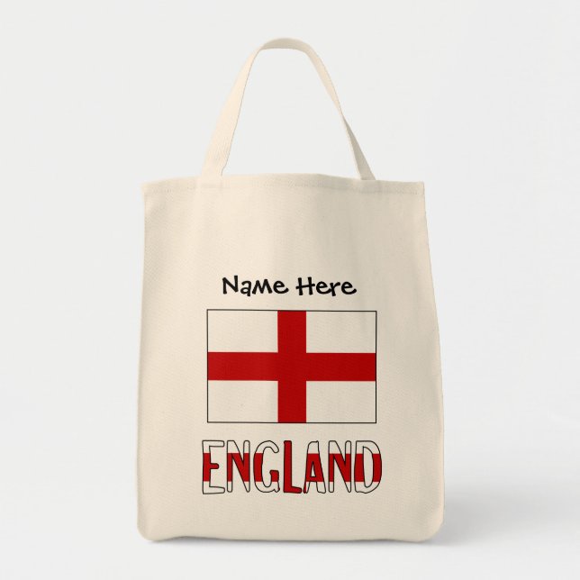 England English Flag Black Personalization  Tote Bag (Front)